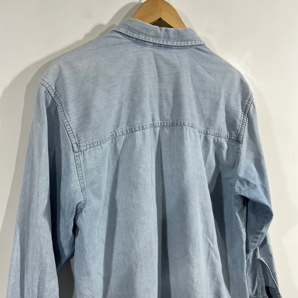 Faded Glory 90s Western Cottagecore Boho Denim Button Down Shirt Womens Medium - Picture 4 of 10